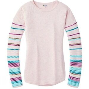 Smartwool Womens Merino Wool Blend Striped Sleeve Sweater SW019276 Pink S